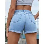 Womens Distressed Denim Shorts Loose Fit Versatile Style Fashionable Design Summer Casual Wear W