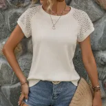 Womens Summer Top Solid Color Casual Style Lightweight Fabric Perfect for Everyday Wear Wholesal