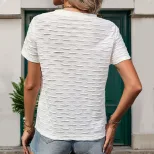 Casual White Textured Top for Women Summer Style European and American Fashion Wholesale Availab