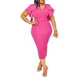 Fashionable Beaded Ruffle Dress Summer Collection Elegant Evening Wear for Women Wholesale Avail
