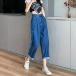 欧洲站香蕉裤女 2023新款薄款高腰宽松显瘦九分老爹休闲阔腿裤潮