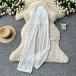 High Waisted Lace Casual Pants for Women Slim Fit Flared Leg Trendy Style Perfect for Autumn Outfits Wholesale
