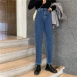 2022秋冬新款牛仔裤女学生韩版时尚百搭休闲直筒高腰显瘦老爹裤潮