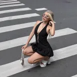 Sexy Deep V Neck Halter Top and Tulip Skirt Set Autumn Collection Chic Casual Wear for Women Who