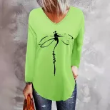 Womens Loose Fit Long Sleeve T Shirt V Neck Bamboo Fabric Summer Style Wholesale Available custo