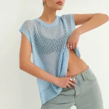 Lace Knit Sweater Vest Lightweight Sheer Round Neck Spring Summer Fall Fashion Wholesale Availab