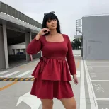 Fashionable Long Sleeve Bodycon Dress Solid Color Elegant Style Perfect for Spring and Autumn Wh