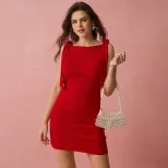 Red Sleeveless A Line Dress for Women Sweet Elegant Slim Fit Perfect for Summer Parties and Gath