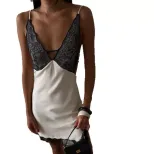 Elegant Deep V Neck Lace Dress Fashionable Sexy Slim Fit Versatile Perfect for Parties and Speci