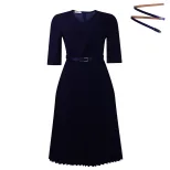 V Neck Pleated Dress Solid Color Fashionable Elegant Perfect for African Occasions Wholesale Ava