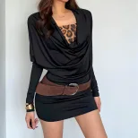 Fashionable Womens Bodycon Mini Dress Long Sleeve Sexy V Neck Slim Fit Winter Collection Wholesa