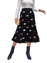 Chiffon Midi Skirt Elegant Floral Print Lightweight Fabric Comfortable Fit Perfect for Spring an