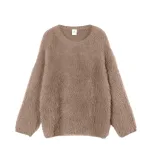 Womens Soft Knit Sweater Solid Color Round Neck Faux Mink Fabric Casual Everyday Wear Wholesale
