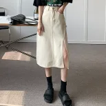 高腰开叉牛仔半身裙女2023春夏新款时尚显瘦气质中长款包臀长裙子