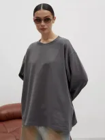 Womens Long Sleeve T Shirt 260g Combed Cotton Solid Color Loose Fit Casual Style High Quality Re