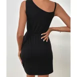 Summer Womens Dress Sleeveless Bodycon Black Elegant Style Perfect for Parties or Casual Outings
