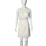 Chic Womens Three Piece Set Sleeveless Halter Top High Waisted Skirt with Letter Print Lace Wais