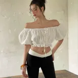 Off Shoulder Ruffled Top Sexy Sweet Puff Sleeve Spring Summer Fashion Wholesale Available OEM OD