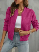 Autumn Long Sleeve Zipper Detail Cardigan Solid Color Lightweight Casual Style Wholesale Availab