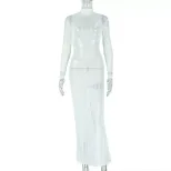 Elegant Backless Tie Back Bodycon Dress Long Sleeve Stand Collar Slim Fit Perfect for Parties an