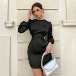 Womens Satin Bodycon Dress Sexy Hollow Out Design Spring Summer Style Perfect for Parties and Ga