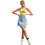 High Waisted Denim Skirt Irregular Hem Bodycon Fit Spring Summer Style Wholesale Availability