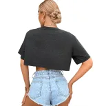 Reflective Short Sleeve T Shirt Trendy Smile Print Versatile Spring Summer Style Wholesale Avail
