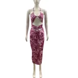 Summer Floral Print Backless Halter Dress for Women Trendy Design Comfortable Fit Perfect for Pa