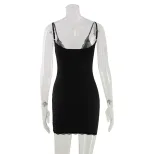 Bodycon Mini Dress Sexy Lace Trim Low Cut Slim Fit Zipper Closure Night Out Party Wear Wholesale
