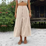 Casual Midi Skirt for Women Solid Color Comfortable Fit Versatile Style Perfect for Autumn Wear