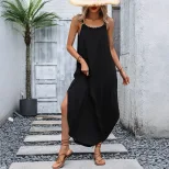 Casual Loose Solid Color Dress Sexy Comfortable Vacation Style Perfect for Summer Getaways Whole