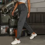High Waisted Gray Casual Trousers Stylish Straight Leg Design Summer Wear for Everyday Use Wholesale Available