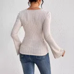 Elegant Womens T Shirt Square Neck Flared Sleeves Slim Fit Spring Summer Casual Wear Wholesale A