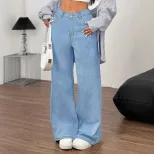 Embroidered Denim Jeans with Bow Detail Fashionable Trendy Design Womens Casual Wear Wholesale A