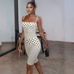 Vintage Polka Dot Print Womens Summer Set Sexy Fitted Cami Top with High Waisted Shorts Casual Wear for Summer