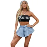 High Waisted Denim Shorts Slim Fit Washable Stylish Casual Office Wear for Women Wholesale Avail