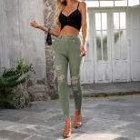 High Stretch Skinny Jeans for Women Slim Fit Ripped Design Versatile Style Casual Wear Ready to