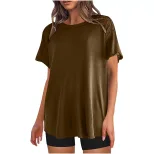 Mens Casual Short Sleeve T Shirt Solid Color Round Neck Loose Fit Plus Size Summer Activewear Wh