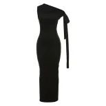 Sleeveless Bodycon Dress Solid Color Comfortable Fit Sexy Asymmetrical Shoulder Spring Summer Ca