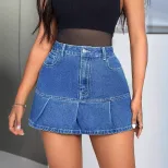 Denim Mini Skirt Elegant Casual Style High Waist Comfortable Fit Perfect for Work or Everyday We