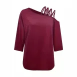 Womens Casual Loose Top Off Shoulder Design Solid Color Autumn Winter Style Wholesale Available