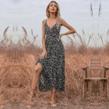 Summer Womens Irregular Hem Dress Sexy Floral Print V Neck Spaghetti Straps Casual Party Wear Wh