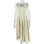 Bohemian Floral Print Maxi Dress Strapless Waist Cinching Backless Slim Fit Perfect for Outdoor