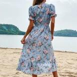Vintage Sweetheart Neckline Summer Beach Dress Retro Style Comfortable Fabric Perfect for Vacati