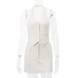 French Vintage Sleeveless Button Up Cardigan Irregular Vest Chic Crop Top Fall Outfit for Trendy