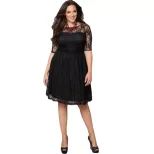 Plus Size Lace Dress Elegant Solid Color Available in Black and Blue Wholesale Low MOQ bulk order custom packaging
