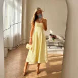 Elegant Princess Style Floral A Line Dress Sleeveless Waist Defined Summer Fashion Wholesale Ava