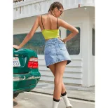 High Waisted Denim Skirt Irregular Hem Bodycon Fit Spring Summer Style Wholesale Availability