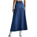 High Waisted A Line Denim Skirt Loose Fit Mid Length Fashionable Design Casual Wear for Women Wh