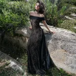 Womens Long Lace Patchwork Off Shoulder Dress Slim Fit Elegant Autumn Fashion Wholesale Availabl